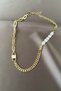 Gourmet Chain Necklace with Lock Detail and Pearls in Row - 2