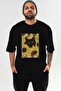 For the Sake of Cat Love 68 Front Cat Printed Black Oversize T-Shirt 100% Cotton Unisex Cat Lover Premium Design - 2