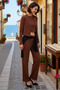 Women's Plus Size Buttoned Crop Cardigan Wide Leg Pants Thessaloniki Knitted Set XL Daily Casual Stylish - 2