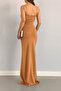 Milky Brown Scuba Fabric Maxi Length Evening Dress - 2