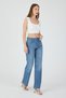 Women's Crystal Stone Detailed Straight Fit Blue Denim Jean Trousers - Modern Cut & Comfortable Fit - 5