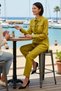 Women's Plus Size Linen Look Shirt and Pants Set with Tie Detail, Long Sleeve, Comfortable and Casual - 3