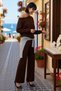 Women's Plus Size Boat Neck Low Sleeve Oversize Knitwear Sweater Pants Set Acrylic Daily Casual - 2