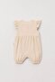 Ruffled Button Closure Linen Baby Romper - 3