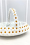 White Bridal Basket, Velvet with Daisy Decorations, Henna Engagement Wedding Promise Circumcision - 2