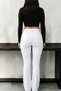 High Waist Women's Spanish Flare White Trousers - 2