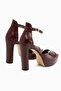 Saly Burgundy Crocodile Patterned Platform Heeled Women's Shoes - 5