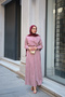 Women's Striped Patterned Waist Tie Dress Burgundy - 2