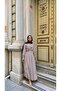Women's Striped Patterned Waist Tie Dress Brown - 3