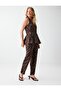 Bitter Brown Regular Waist Narrow Leg Linen Blend Trousers - 3