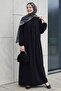 Black Dress with Gathered Collar - 4