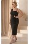 Women's Plus Size One-Shoulder Strap Detailed Waist Brooch Flexible Midi Evening Dress 28000 - 7