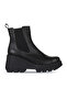 Black Leather Women's Wedge Heeled Boots