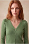 Women's Green Corded Camisole Regular Fit V-Neck Long Sleeve Buttoned Crop Blouse Kyara - 5
