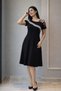 Women's short sleeve off-the-shoulder midi dress with ribbon detail - 2