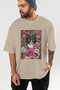 For the Love of Cats 16 Front Cat Printed Beige Oversize T-Shirt 100% Cotton Unisex Cat Lover Premium Design - 6