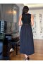 Black Sleeveless Belted Dress with Pockets - 6
