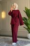 6050 - Stylish, Comfortable, Soft Modal Knitted Fabric Women's Set with Waist Tie Detail - 4