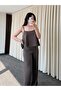 Brown Strappy Blouse and Pants Set - Y2510430 - 3