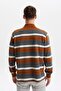 Ar-Ma Men's Polo Collar Sweatshirt, Unprinted, Striped, Buttoned, Without Pockets, Large Size, Ringel Ottoman K30554801 - 5