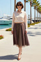 Women's Plus Size Asymmetrical Midi Skirt Plaid Chiffon Lined Wrinkle Effect Relaxed Fit Casual Stylish - 3