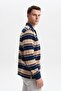 Ar-Ma Men's Polo Collar Sweatshirt, Unprinted, Striped, Buttoned, Without Pockets, Regular Fit, Ringel Pike K3055495300 - 4