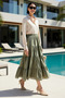 Women's Maxi Long Skirt Elastic Waist Plaid Pattern Seersucker Woven Cotton Blend Relaxed Fit Casual Modern
