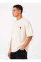 Men's Heart Detailed Back Printed Oversize Thick Soft Fabric T-Shirt - 2