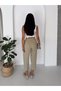 Women's Muslin Fabric Elastic Waist Lace-Up Capri Pants - 6