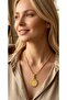 Gold Color Plated Stone Quarter Necklace