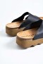 Onas Women's Genuine Leather Slippers with Side Moon Buckle, Black Skin - 4