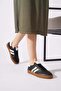Kalesna genuine leather women's sneakers with side stripes - black - 3