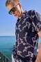 Men's dal embroidered short sleeve shirt - indigo - 4
