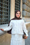 Women's Floral Embroidered Skirt Gathered Set White - 3