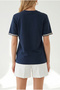 Women's Navy Blue T-Shirt with Braided Detail Tsh-19000969 - 5
