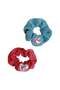 Hello Kitty Glitter Fabric Two Hair Crunchies With Heart Pvc Charms - 7