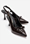 Women's Brown Pointed Toe Open Back Bow Detailed 8 cm Heeled Shoes Lorane