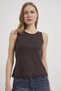 Women's Brown Boat Neck Waist-Fitted Lycra Peplum Blouse - 2