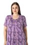 Women's Plus Size Elegant Collar Lace and String Detailed Ring Viscose Short Sleeve Nightgown (Mother's Nightgown) - 2