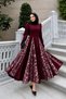 Lace Burgundy Hijab Dress Skirt Lace Bell Dress Hijab Evening Dress Hijab Graduation Dress - 5