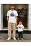 Father's Day Father-Child Combination Oversize T-Shirt 100% Cotton Printed T-Shirt (2 Pieces Must Be Ordered for Combination)