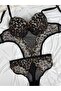 Supportive Lace Tulle Detailed Snap-On Bodysuit - 6