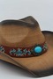Unisex Vintage Straw Look Western Cowboy Hat - 6