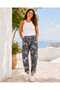 Women's Elastic Waist Lycra Camouflage Italian Trousers