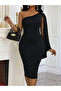 Women's One-Shoulder Open-Shoulder Cape Midi Imported Crepe Dress