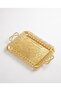 Eksen Large Size Gold Color Metal Rectangular Tray - 3