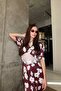 Asatet Saten Patterned Dress with Lace Details - 5