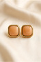 Salmon Color Appearance Gold Color Framed Square Earrings