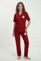 Women's Buttoned Square Neck Short Sleeve Pajama Set 100% Cotton - 2