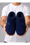Men's Navy Blue Luxury Home Shoes Corduroy Inside Plush Non-Slip Sole Winter Home Shoes - 2